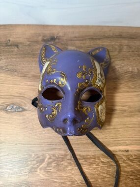 Venetian Cat Mask Purple Gold Storybook Gatta